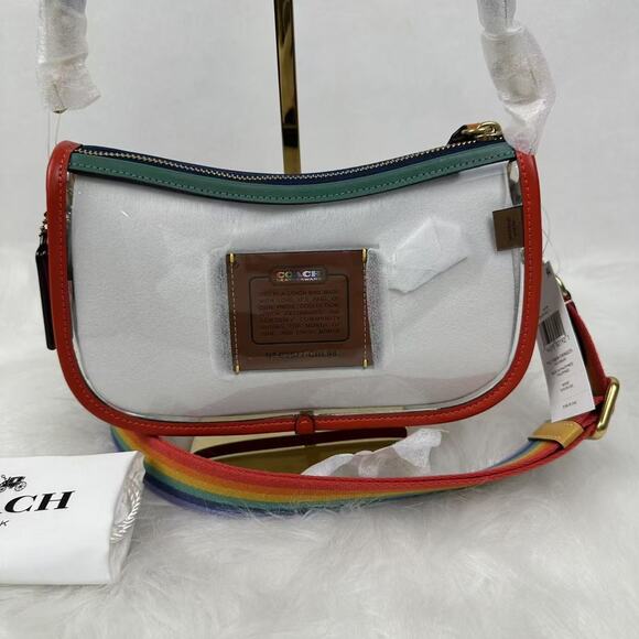 Coach Stadium Swinger Bag Shoulder/Crossbody In Clear PVC & Leather/Rainbow NWT - Picture 3 of 11